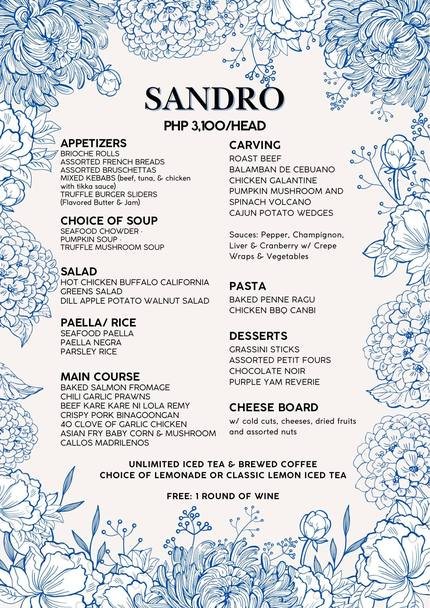 Sandro — Privè by Illo's catering menu page