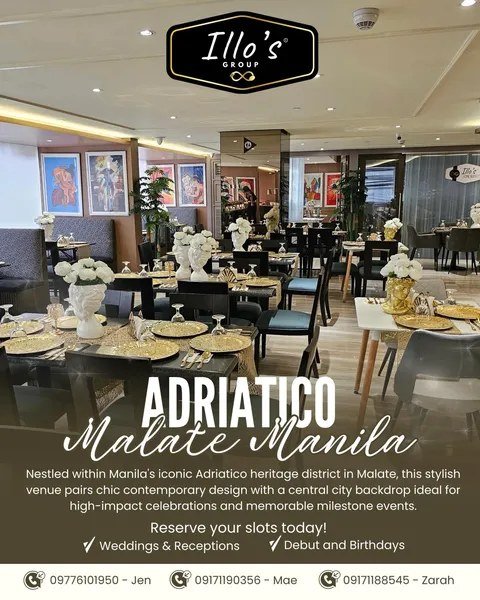 Adriatico Malate Manila — contemporary dining room with gold place settings